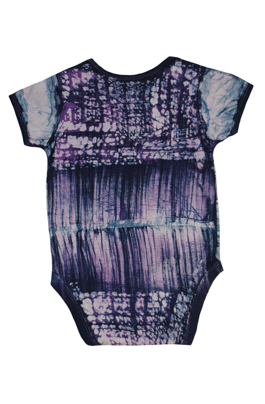 Detail of African batik designs on blue bear onesie back