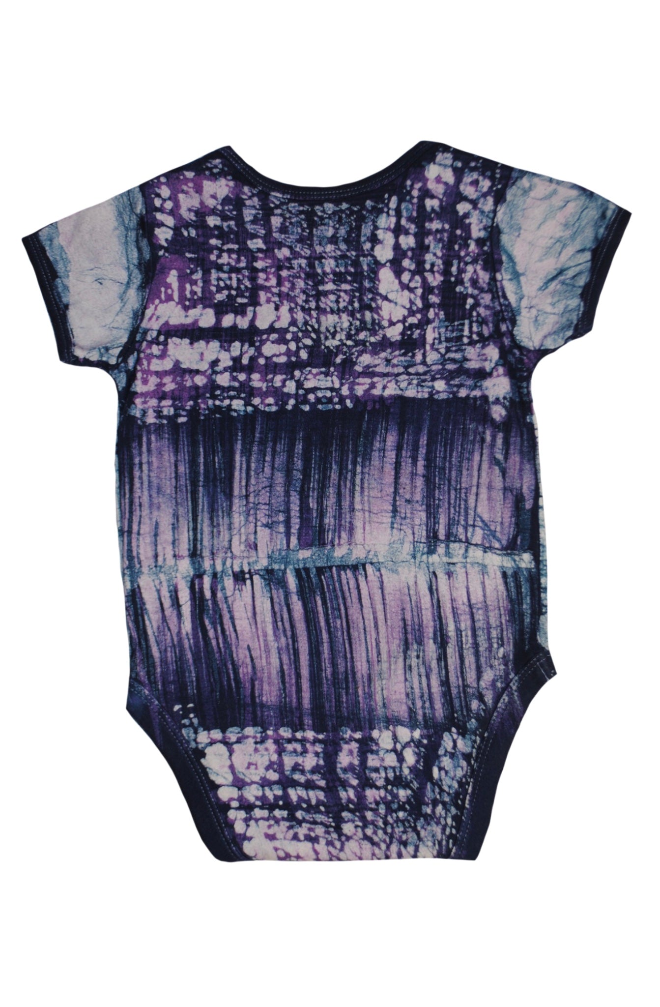 Detail of African batik designs on blue bear onesie back