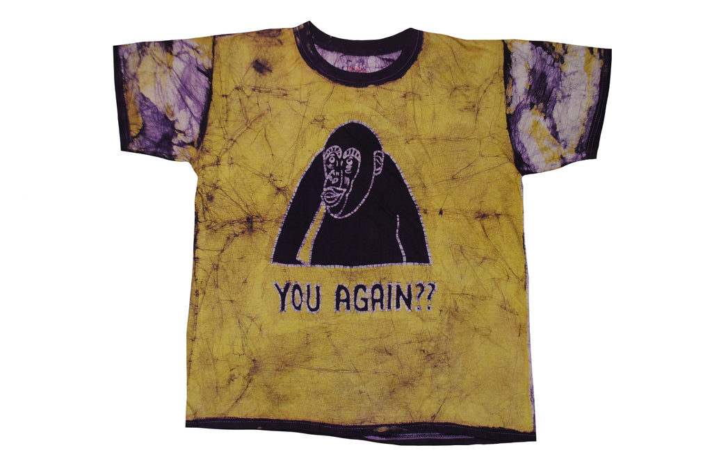 SmileGiver Batik kids Yellow Gorilla You Again U-kneck T-shirt batik, front view.