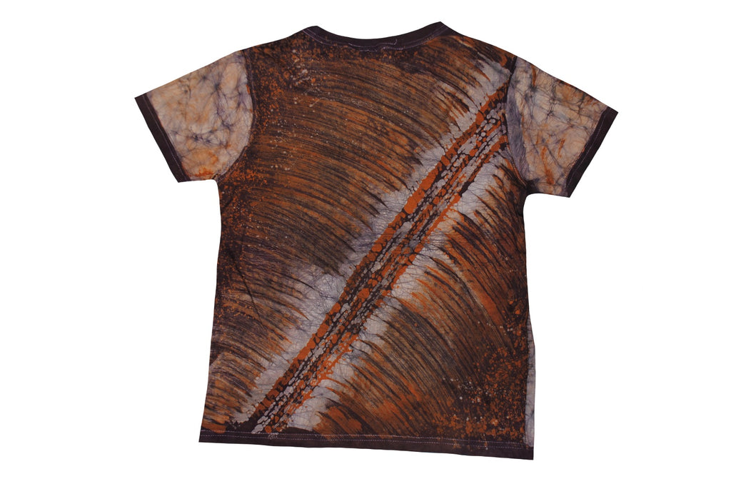 SmileGiver Batik kids Orange Brown Elephant T-shirt batik, back view.