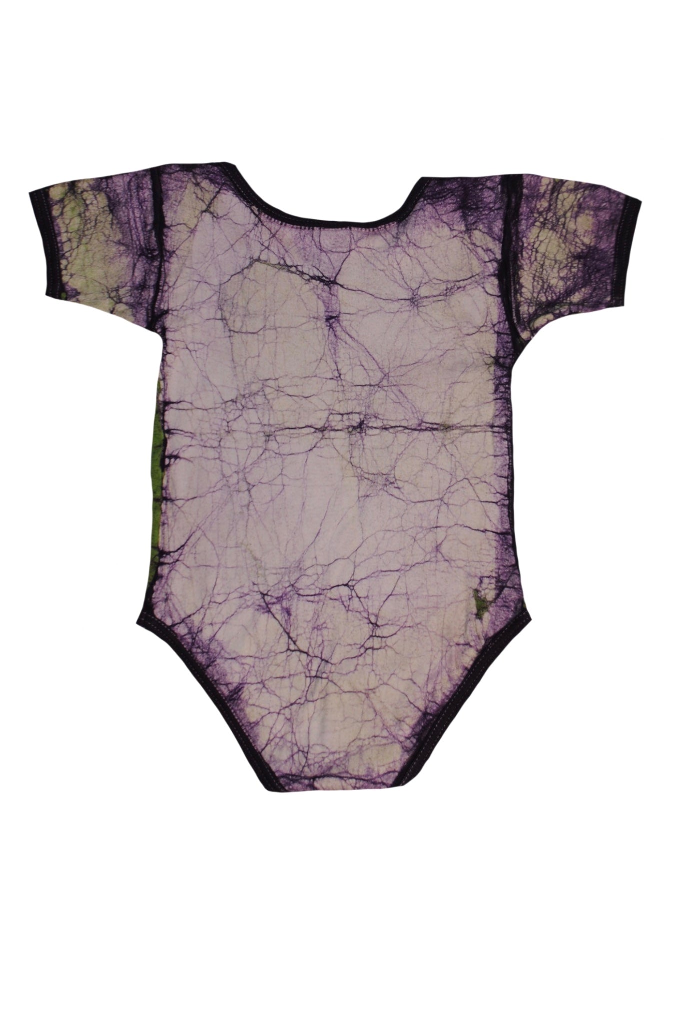 Detail of African batik designs on green monkey onesie back