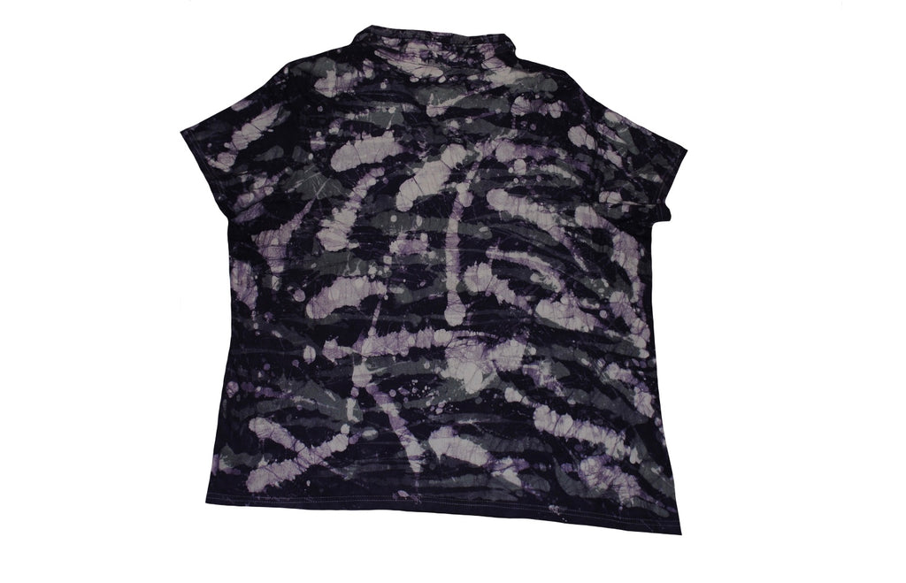 SmileGiver Batik adult collared t-shirt, colors: purple, batik pattern, front view, on white background
