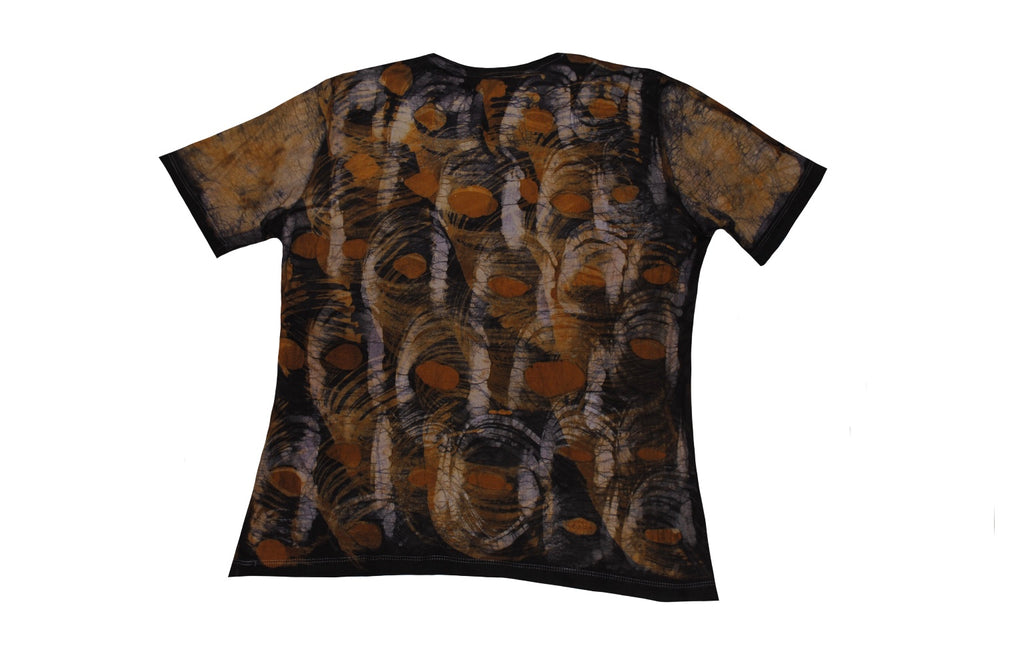 SmileGiver Batik kids Orange Monkey Moon T-shirt batik, back view.