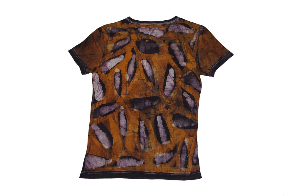 SmileGiver Batik kids Purple Orange Elephant T-shirt batik, back view.