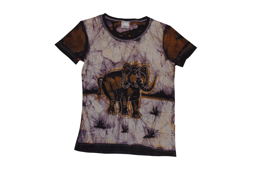  SmileGiver Batik kids Purple Orange Elephant T-shirt batik, front view.