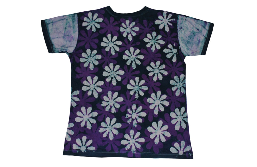 SmileGiver Batik youth Purple Elephant T-shirt batik, back view.