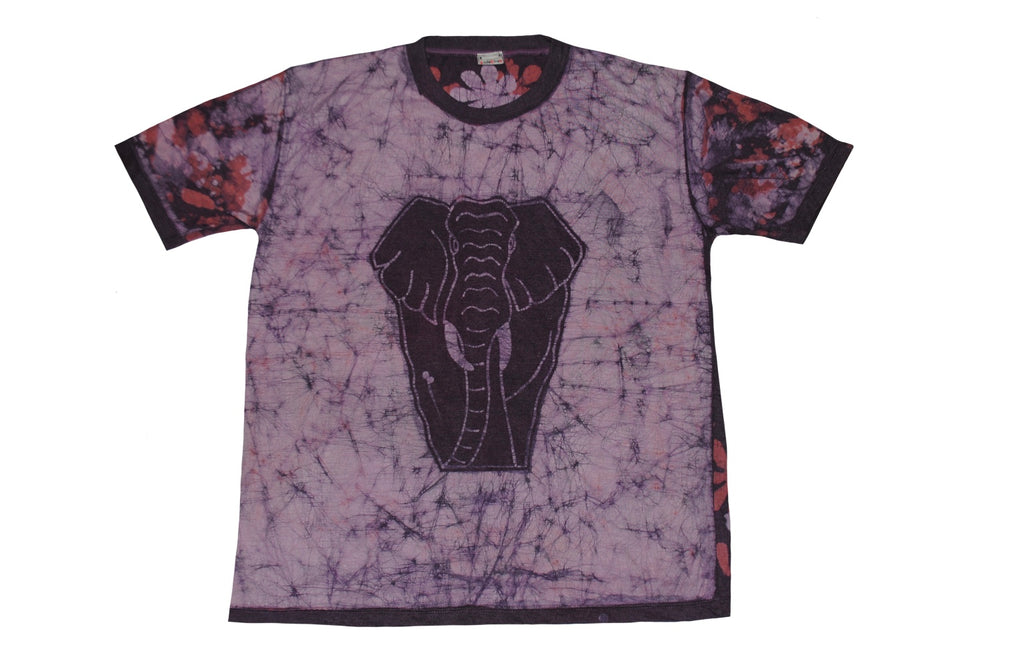 SmileGiver Batik adult Light Purple Elephant T-shirt batik, front view.