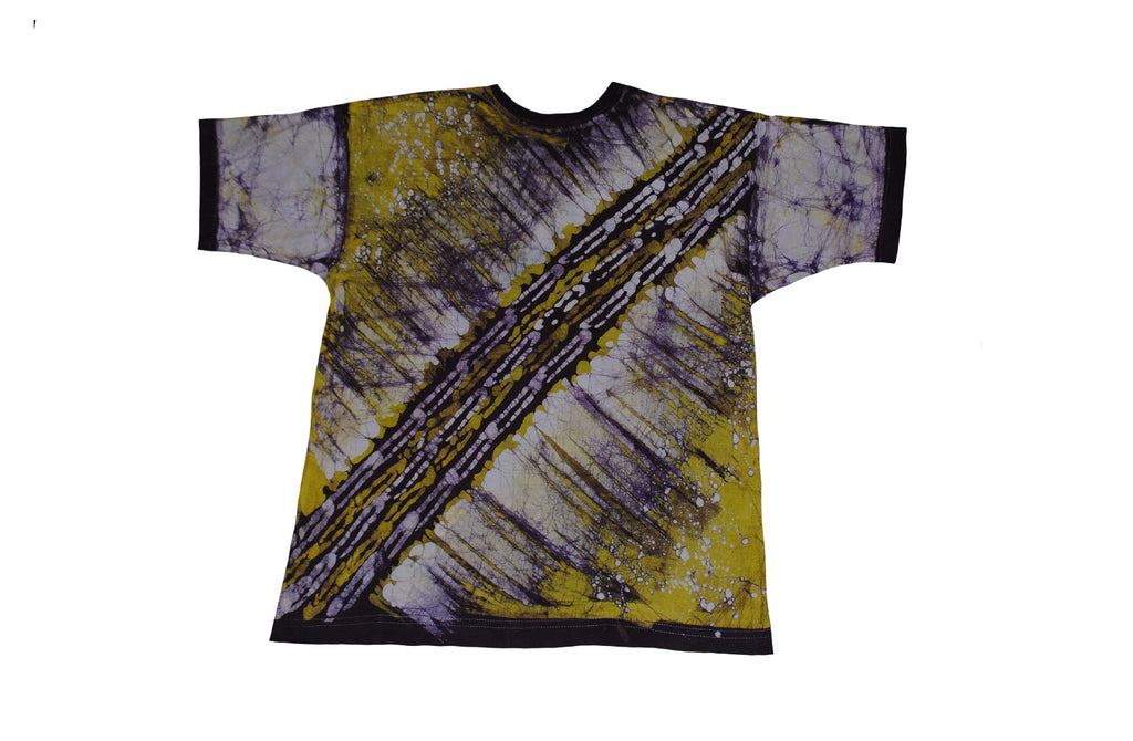 SmileGiver Batik youth Yellow Elephant Moon T-shirt batik, back view.