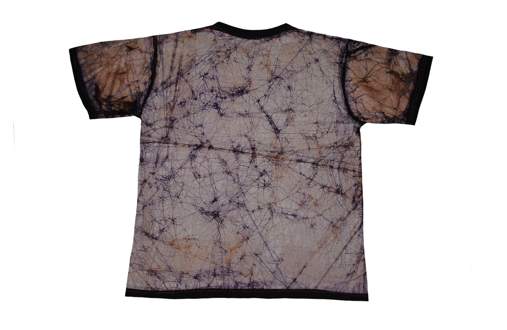 SmileGiver Batik youth Brown Monkey Branch Moon T-shirt batik, back view.