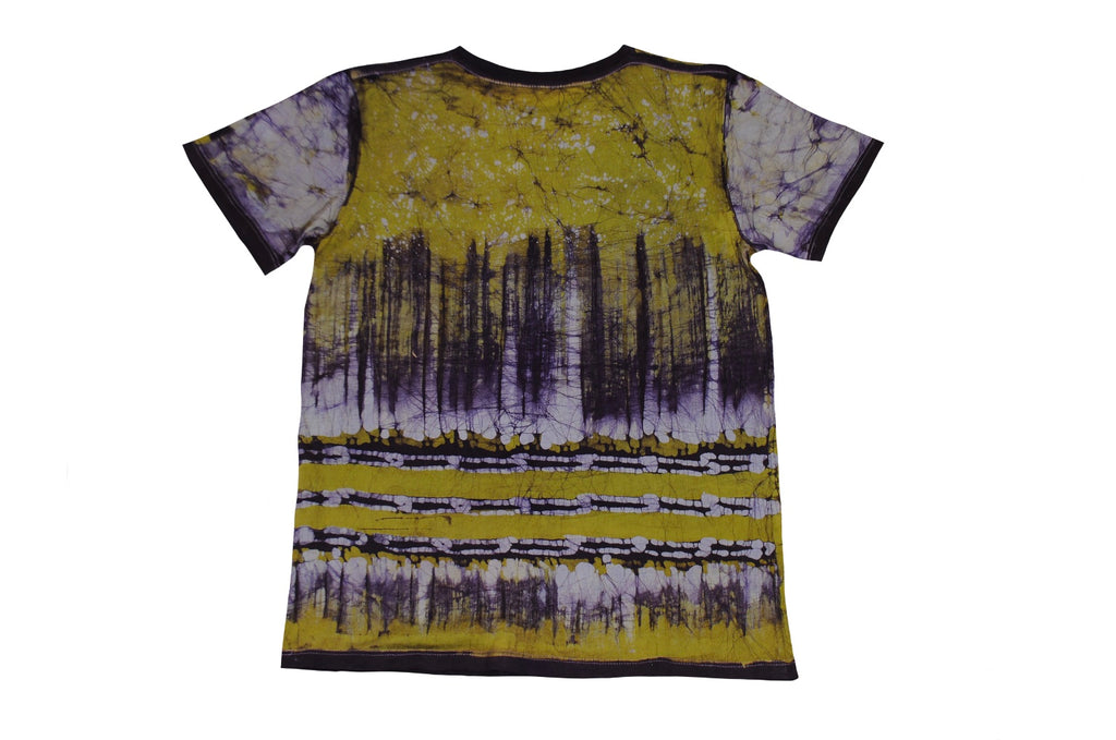 SmileGiver Batik adult Yellow Banana Moon Monkey T-shirt batik, back view.