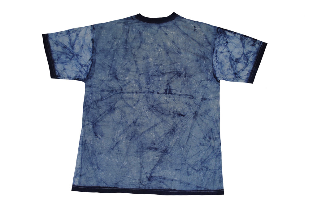 SmileGiver Batik kids Blue Shark Vneck T-shirt batik, back view.
