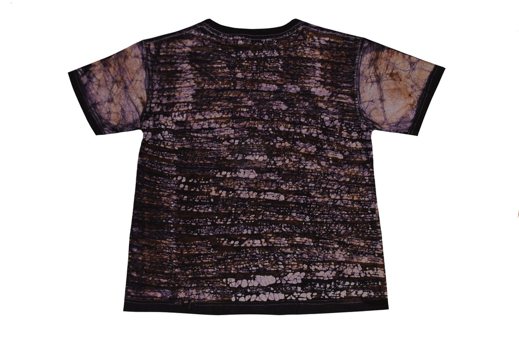 SmileGiver Batik youth Brown Elephant Moon T-shirt batik, back view.