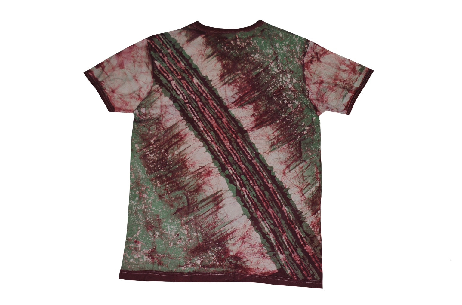 SmileGiver Batik adult Green Elephant Moon T-shirt batik, back view.