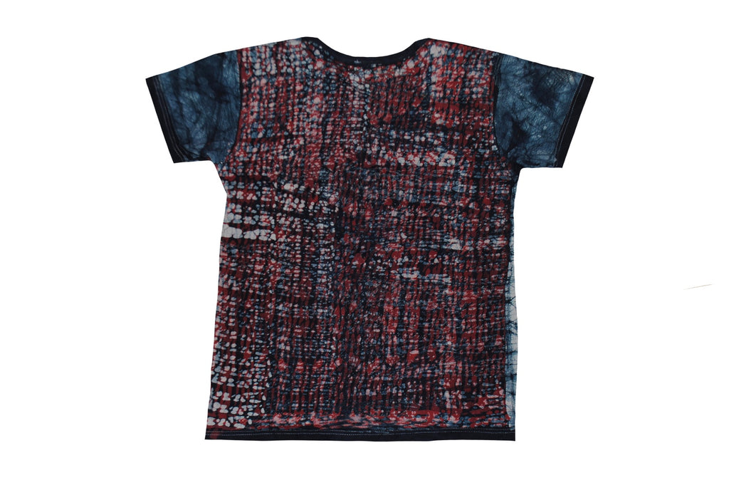 SmileGiver Batik kids Red Monkey Sitting Moon T-shirt batik, front view.