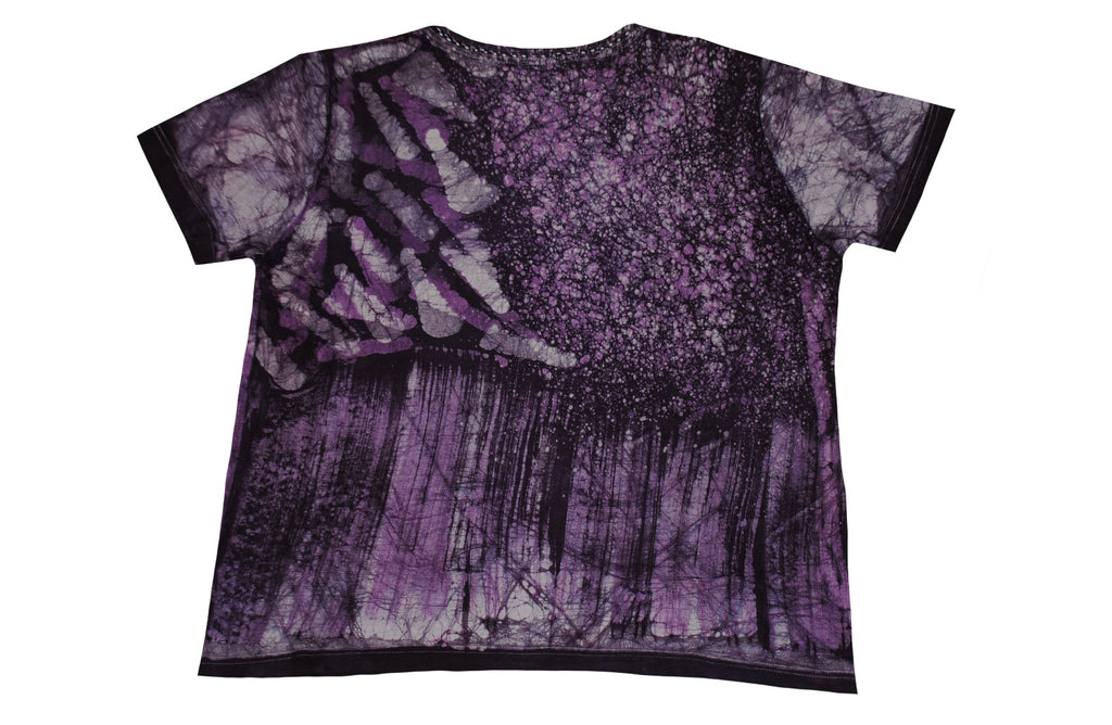 SmileGiver Batik adult Purple Gorilla Book T-shirt batik, front view.
