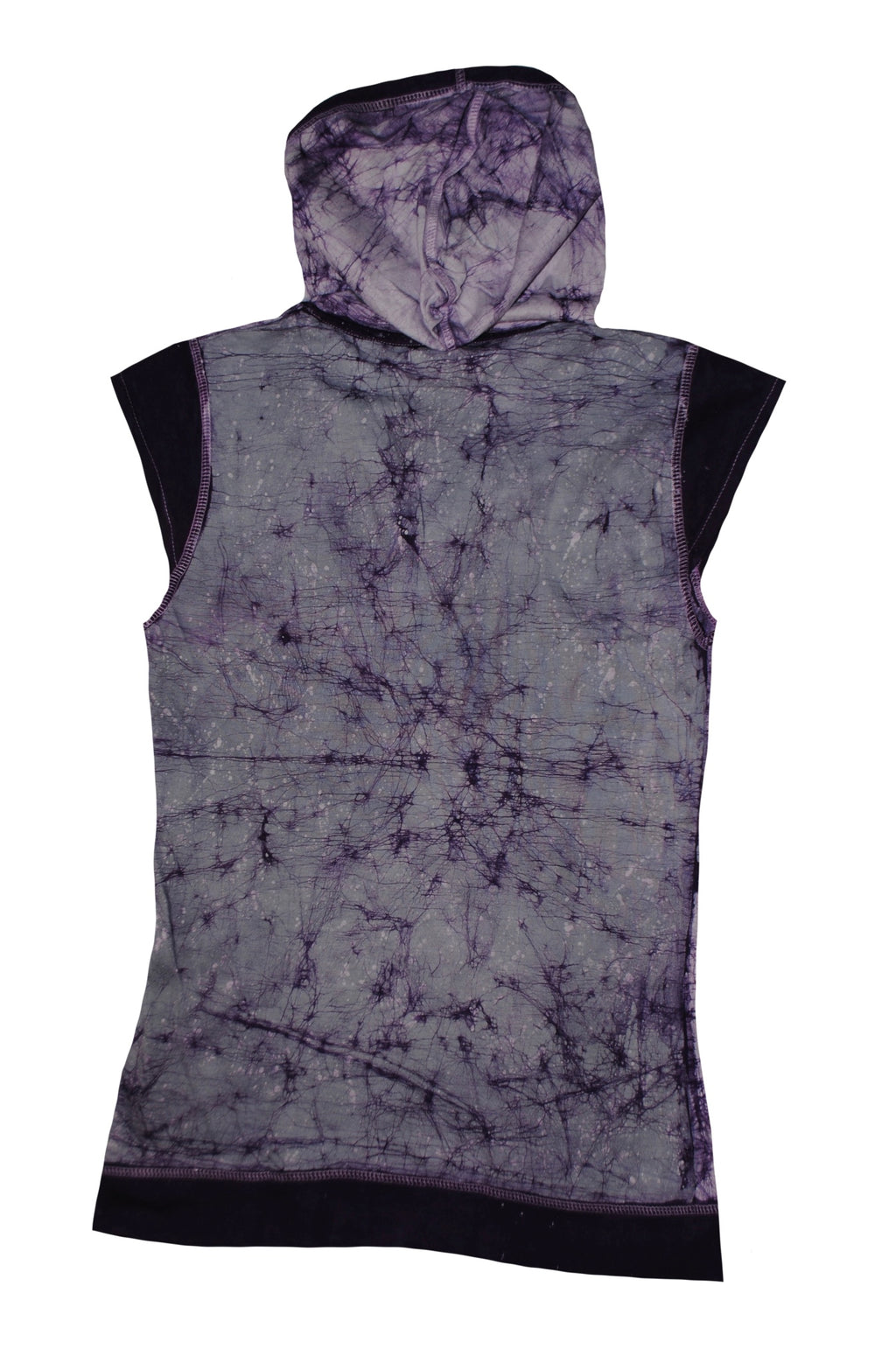 SmileGiver Batik youth Purple Shark Tank Hoodie Tank Top batik, back view.