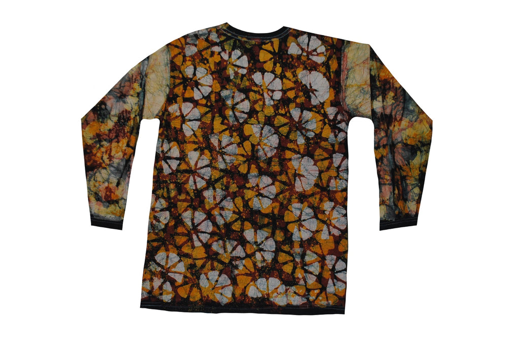 SmileGiver Batik youth Orange Monkey Long Sleeve batik, back view.