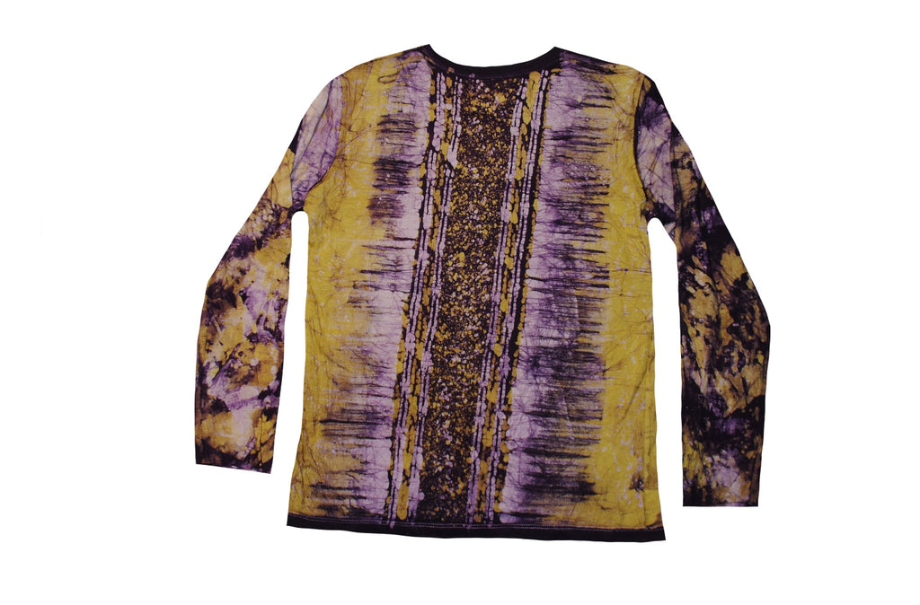 SmileGiver Batik youth Yellow Monkey Long Sleeve batik, back view.